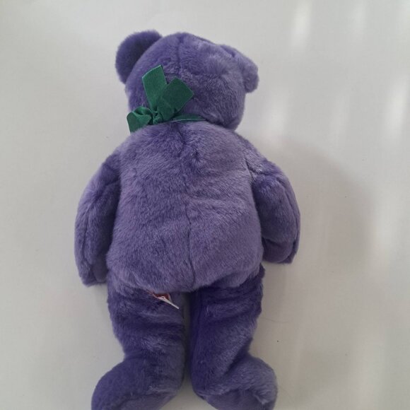 TY Beanie Buddy - EMPLOYEE the Purple Bear 14 `` with tags Stuffed Animal Toy - Picture 2 of 6